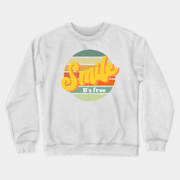 Smile- It's free! Retro Sunset Crewneck Sweatshirt by Look Up Tees